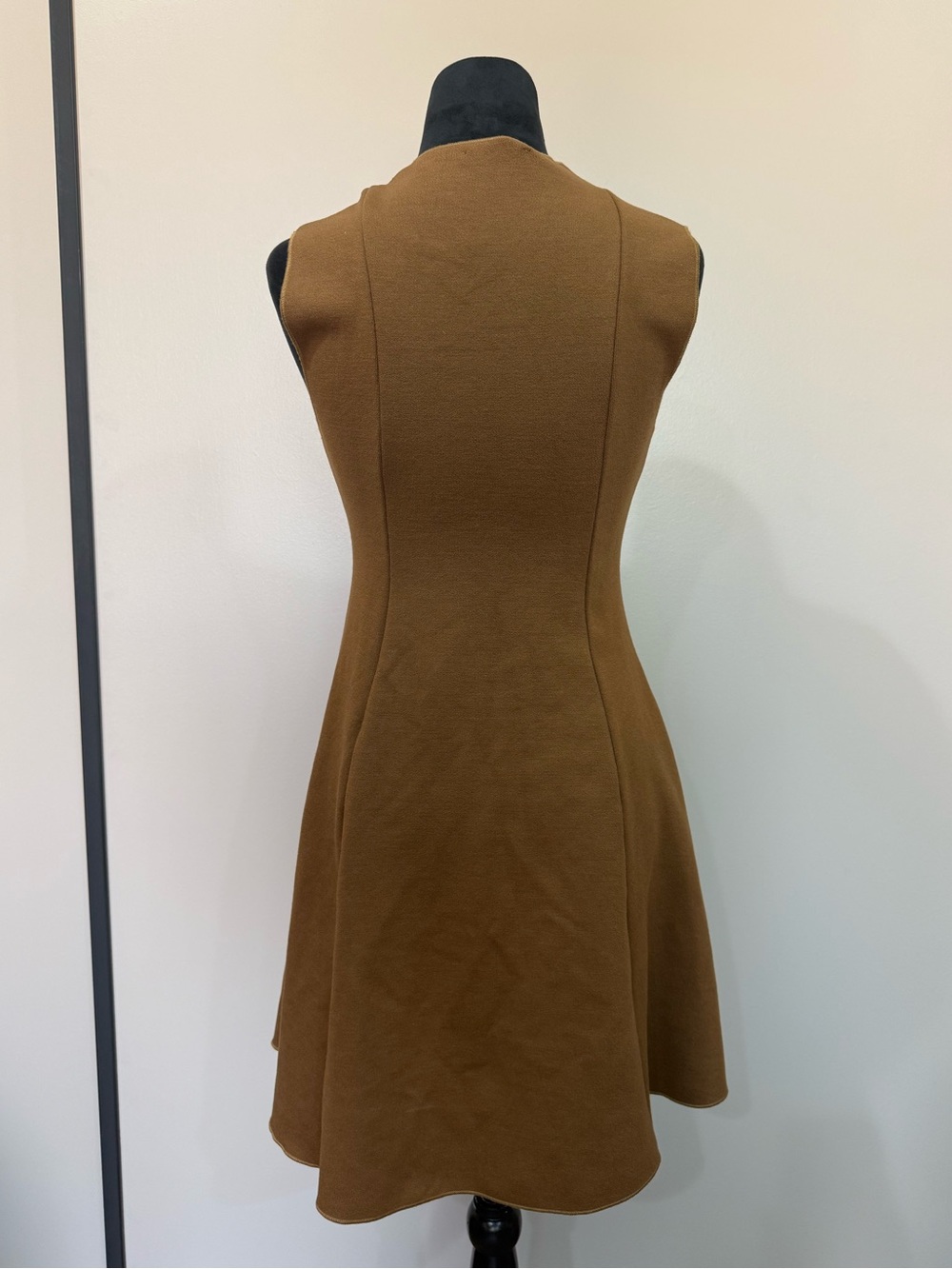 Zara Brown Sleeveless Stretch Knit Skater Midi Dress - Picture 2 of 9